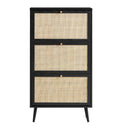Frances Rattan 3 Tier Shoe Storage Cabinet, Black