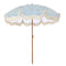 Gabriel Sage Green and White Striped Fringed Parasol with Tilt